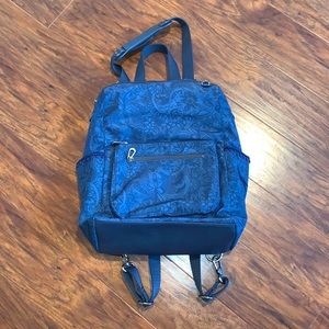 Sakroots Loyola convertible backpack purse navy blue paisley recycled